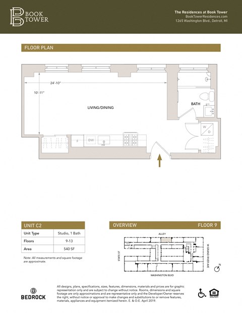 C2 Floor Plan at Book Tower, Detroit, MI, 48226